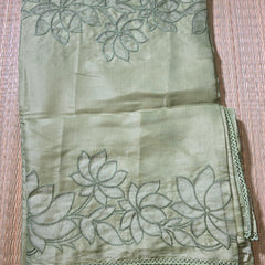 Soft Tussar Silk Saree with Applique work in organza