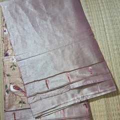 Pure Kora Tissue Saree with Muniya Border and Heavy Embriodery