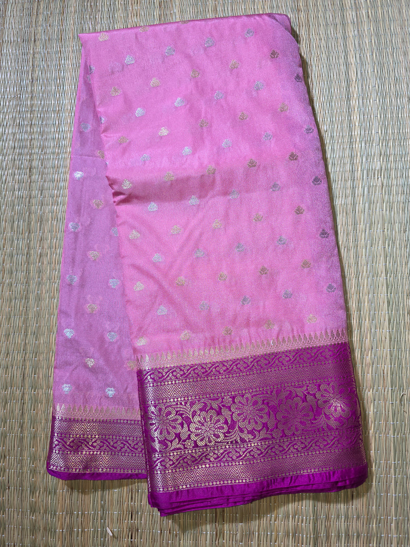 Banarasi Chinon Gorgette Saree with Contrast Blouse