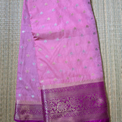 Banarasi Chinon Gorgette Saree with Contrast Blouse