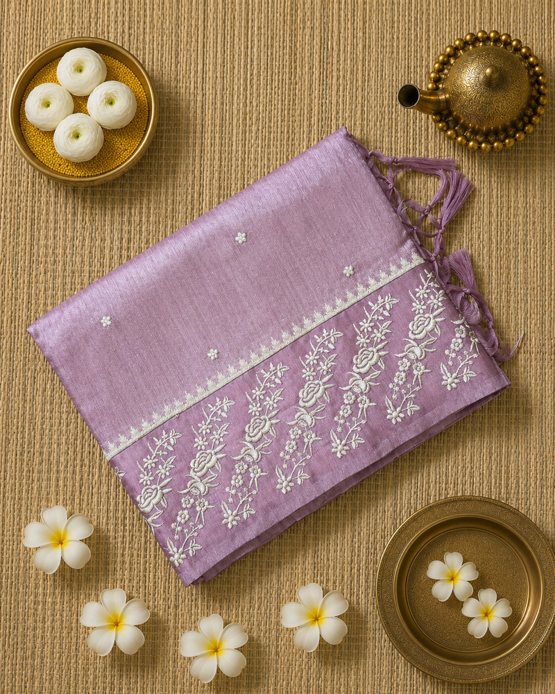 Tussar Linen Saree with Embroidery