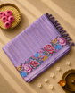 Tussar Silk Saree with Embroidery and Zari Stripes