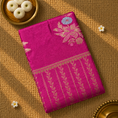 Premium Semi Mysore Crepe with Woven Meena Butis and Rich Pallu