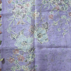 Kora Silk Printed Saree with Aari Work