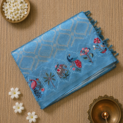 Pure Kota Doria Saree with Embroidery