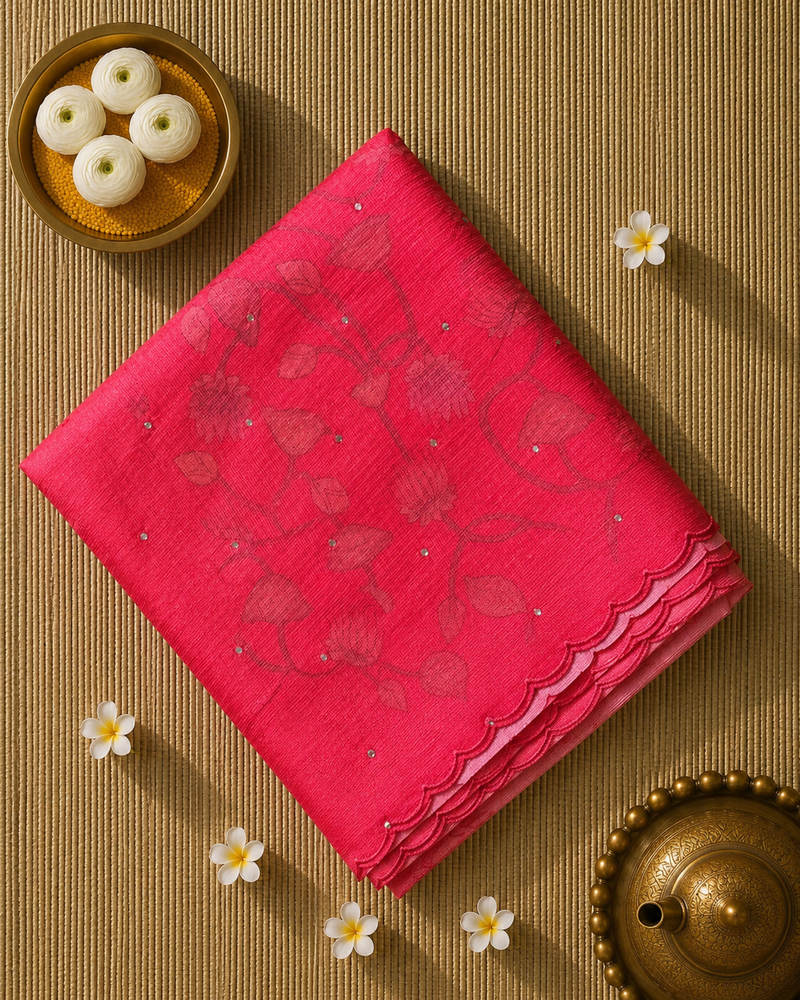Shaded Kota Silk Saree with Mirror Work and Kalamkar Blouse