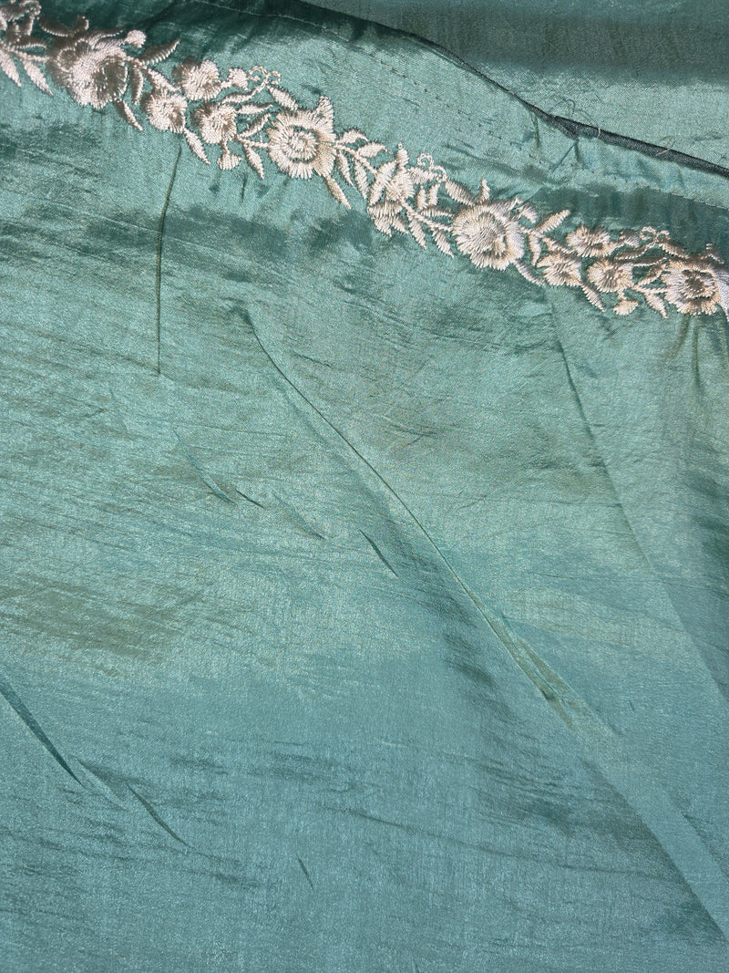 Pure Raw Silk Saree with Falcon Embroidered Pallu