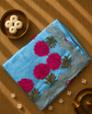 Pure Raw Silk Saree with Scallop Border and Embroidery