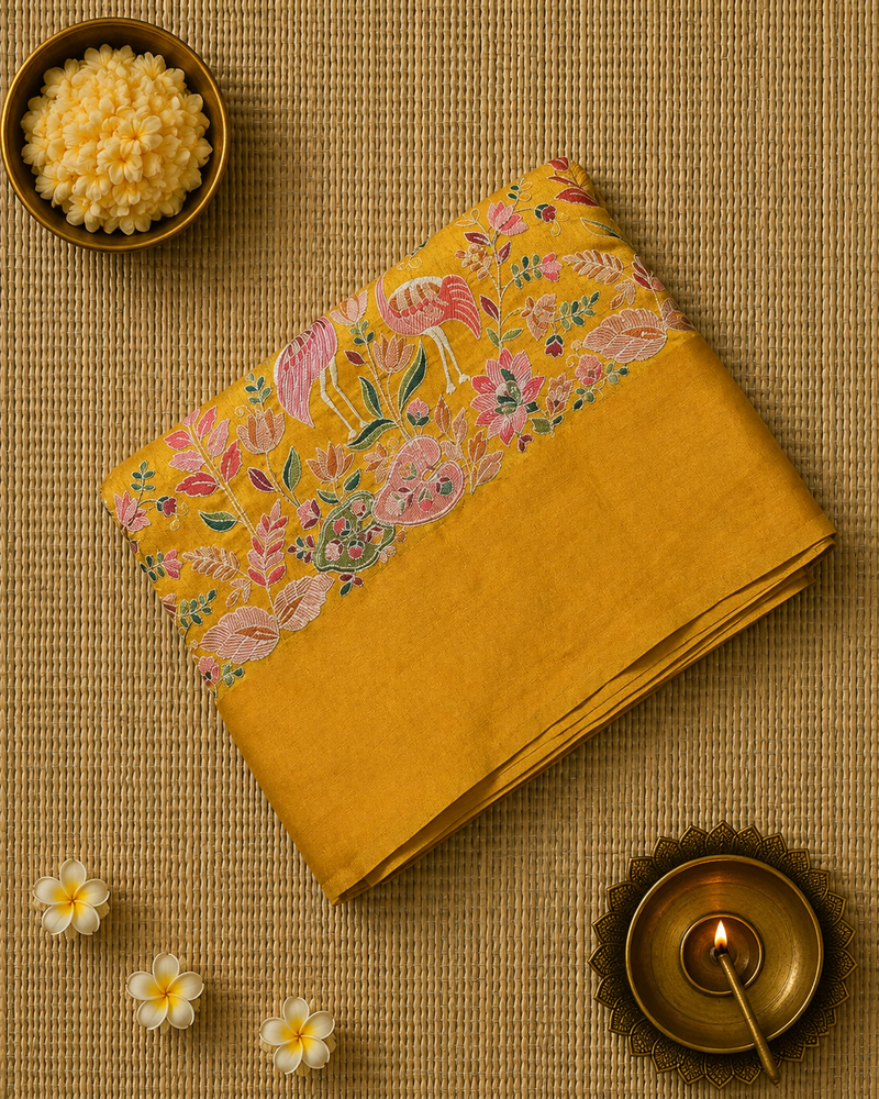 Tussar Linen Saree with Stunning Embroidery