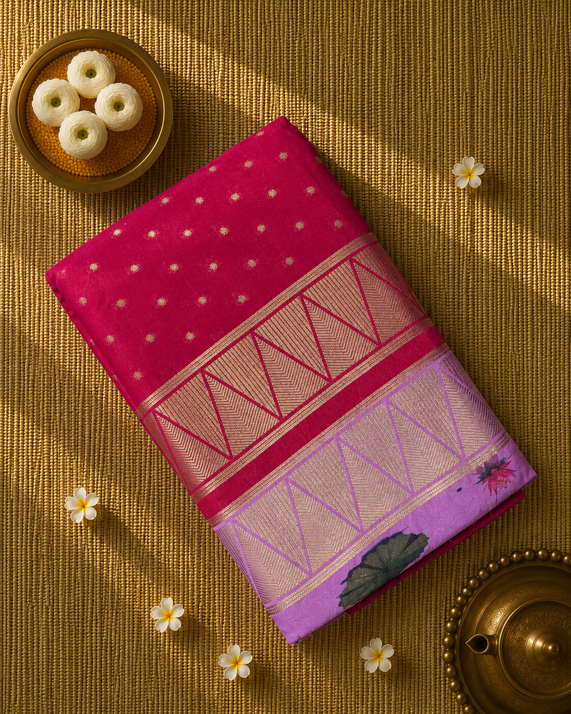 Premium Printed Semi Mysore Crepe Saree