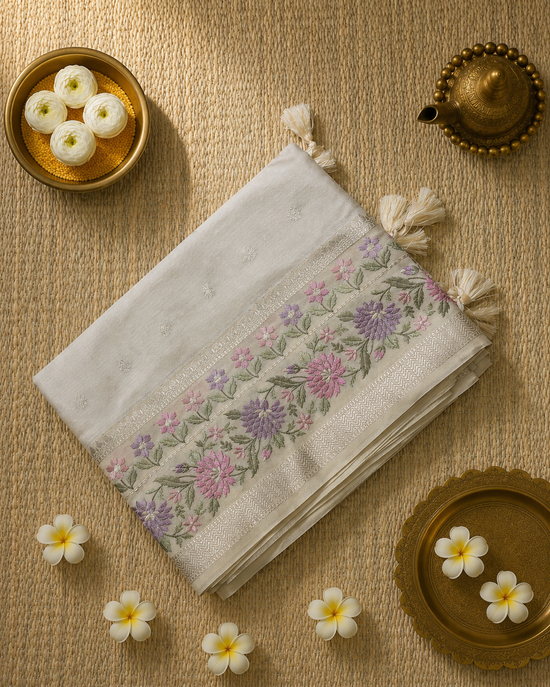 Kota Tissue Saree with Embroidery and All over Butis