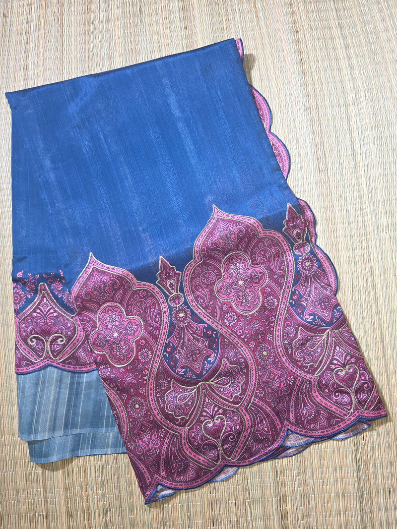 Tussar Silk Saree with Exclusive Applique Work