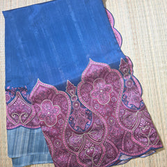 Tussar Silk Saree with Exclusive Applique Work