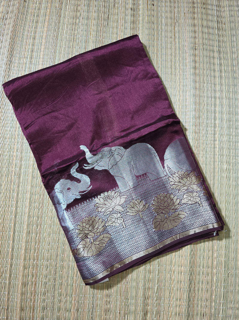 Tussar Silk Saree with woven Pattern in Skirt Border