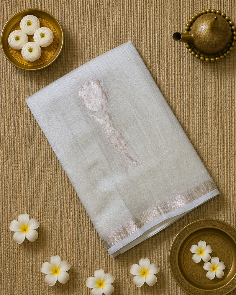 Linen Zari Saree with Tulips