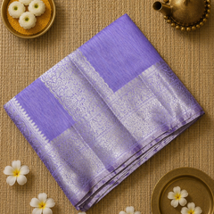 Tussar Saree with Vertical Zari Weaving and Rich Pallu