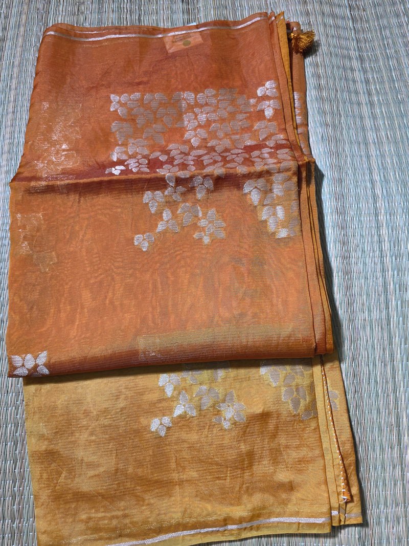 Ombre Shaded Paper Silk Saree with woven motifs