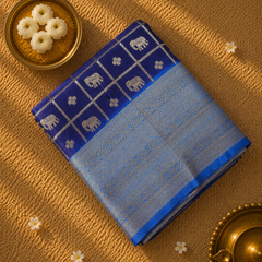 Premium Semi Mysore Crepe with Elephant motifs ,Rich Pallu and Ganga Jamuna Border
