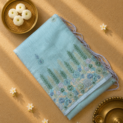 Linen Tissue Saree with Embroidery