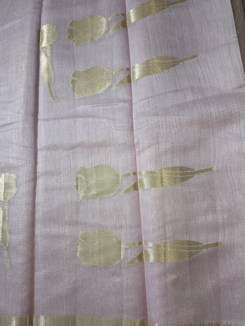 Linen Zari Saree with Tulips
