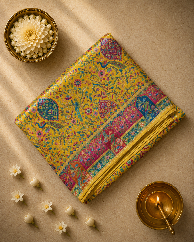 Pure Crepe Saree with Stunning Brocade Weaving