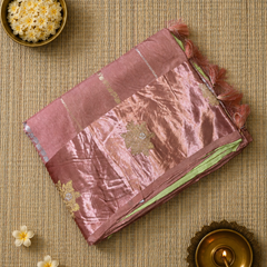 Raw Mango Saree with Contrast Blouse