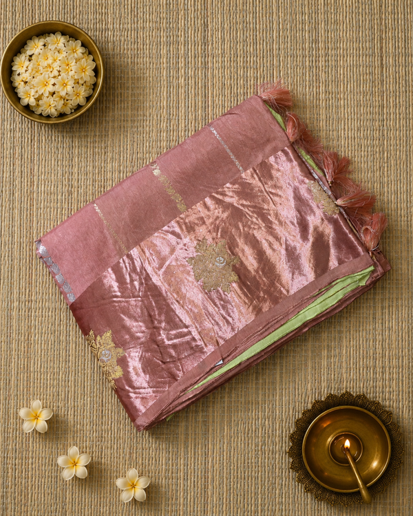 Raw Mango Saree with Contrast Blouse