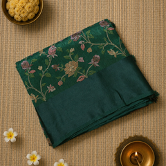 Tussar Linen Saree with Intricate Floral Embroidery