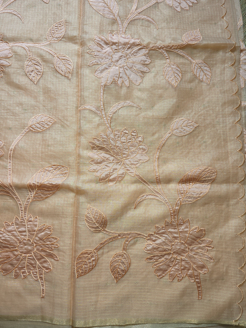 Kota Tissue Saree with Applique Work