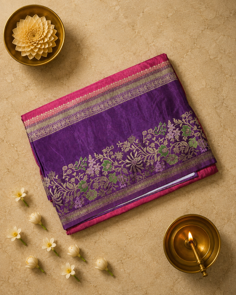 Pure Viscose Saree with Traditional Weaving and Gap Border
