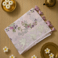 Kota Tissue Saree with Floral Woven Border and Embroidery