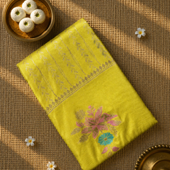 Premium Semi Mysore Crepe with Woven Meena Butis and Rich Pallu