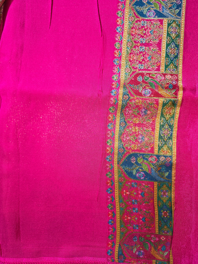 Pure Crepe Saree with Stunning Brocade Weaving