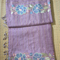 Pure Tussar Silk Sarees with Vertical Zari Stripes and Designer Blouse