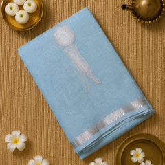 Linen Zari Saree with Tulips