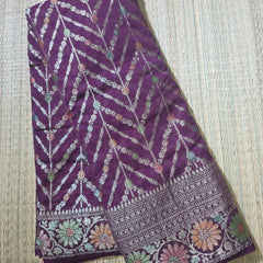 Khaddi Chiffon Saree with Brush Paint and Meena Pallu and Blouse