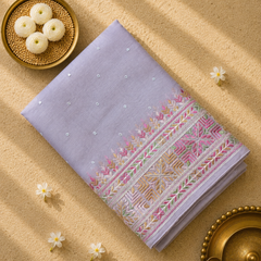 Linen Tissue Saree with Embroidery and Mirror Work