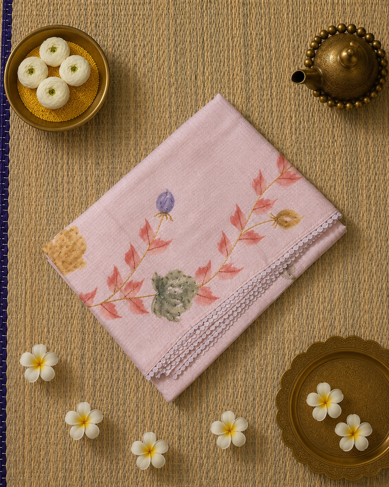 Cotton Kota Saree with Digital Print and Embroidery