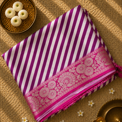 Pure Dola Silk Saree with Applique work in Lehariya pattern