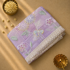 Pure Tissue and Chanderi Fusion Saree with Thread Work
