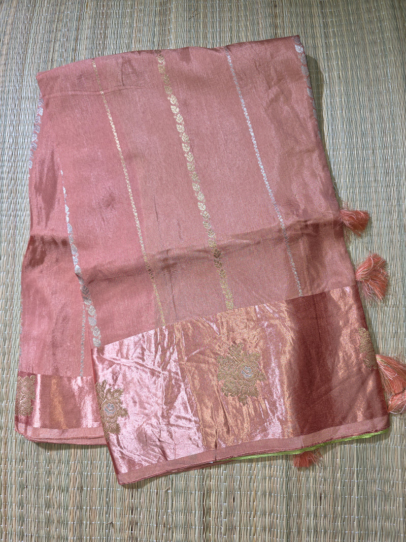 Raw Mango Saree with Contrast Blouse