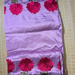 Pure Raw Silk Saree with Scallop Border and Embroidery