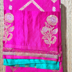 Crepe Saree with Contrast Blouse , Rich Pallu and Satin Border