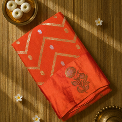 Crepe Saree with Contrast Blouse , Rich Pallu and Satin Border