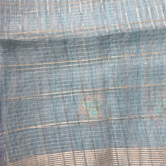 Blue Linen Zari Saree with Pearl Embroidered motifs