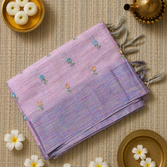 Linen Sari with Embriodered Motifs