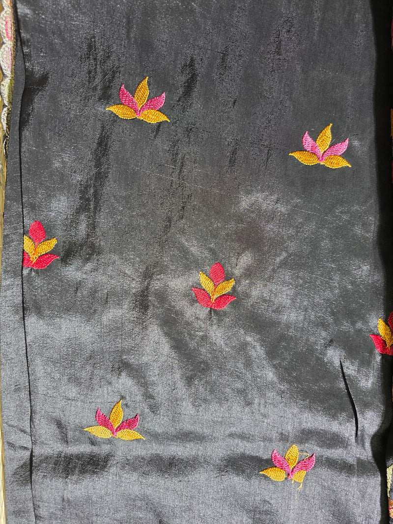 Pure Raw Silk Saree with all over Embroidery