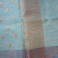 Linen Sari with Embriodered Motifs