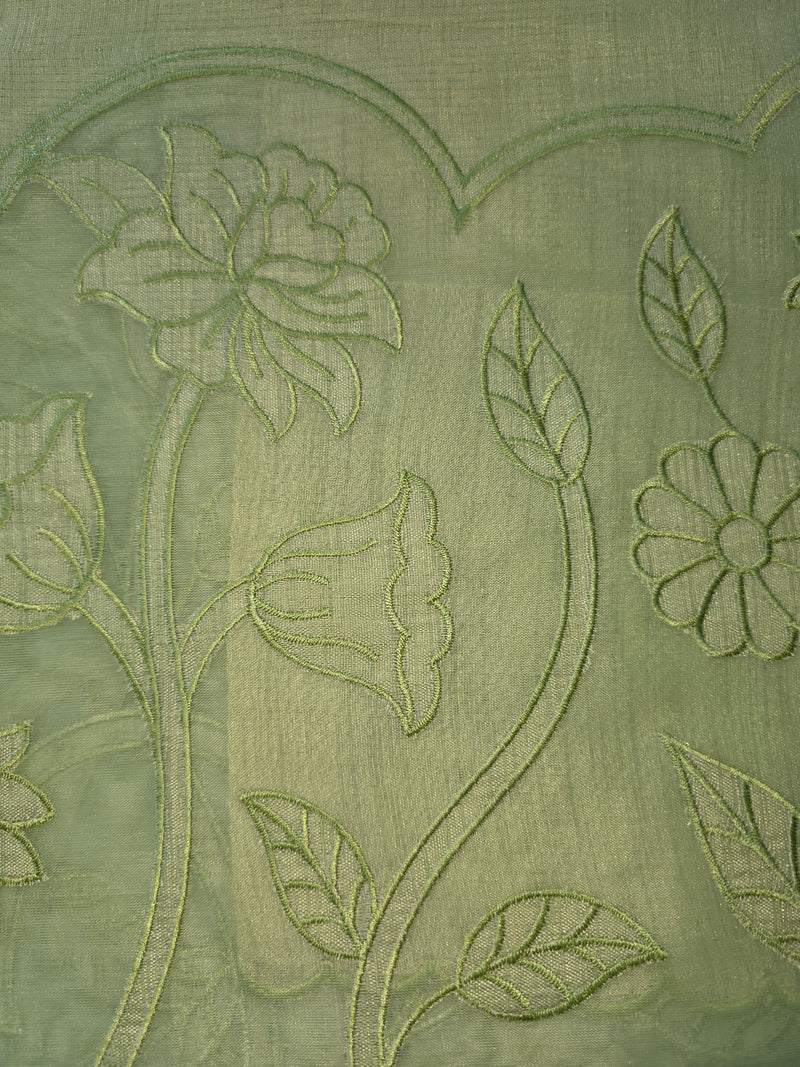Pure Linen Saree with Beautiful Applique Work