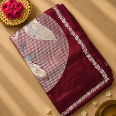Pure Raw Silk Saree with Falcon Embroidered Pallu
